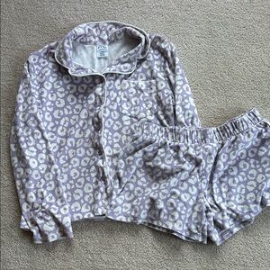 Art Class Kids Pajama Set in Lavender Leopard